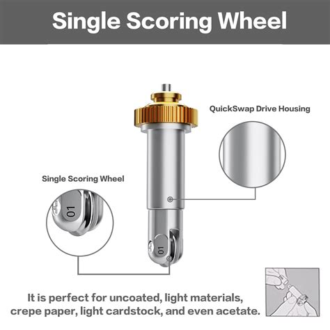 Cricut Maker Single Scoring Wheel Tip with QuickSwap Housing; Pro-level precision to every possible crease-and-fold project; For Cricut Maker only; 10X more pressure than the Scoring Stylus; Perfect, effortless folds